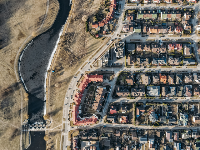 housing development construction site with cranes